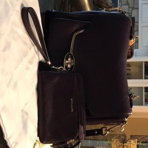 Deep purple Coach purse and wristlet